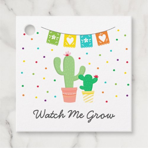 Watch Me Grow Colorful Fiesta Cactus Baby Shower Favor Tags