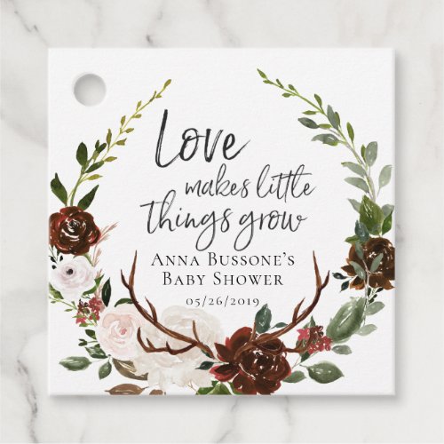 Watch Me Grow  Country Floral Baby Shower Favor Favor Tags