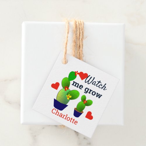 Watch Me Grow Cute Succulent Cactus Baby Shower Favor Tags