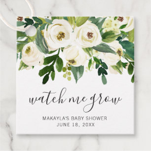 Watch Me Grow Elegant Floral Girl Baby Shower Favor Tags