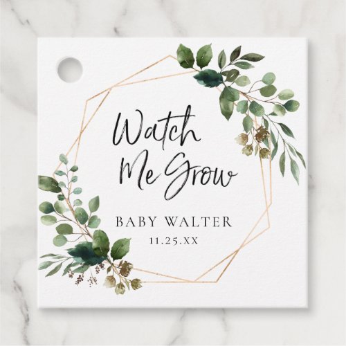 Watch Me Grow  Eucalyptus Baby Shower Favor Tag