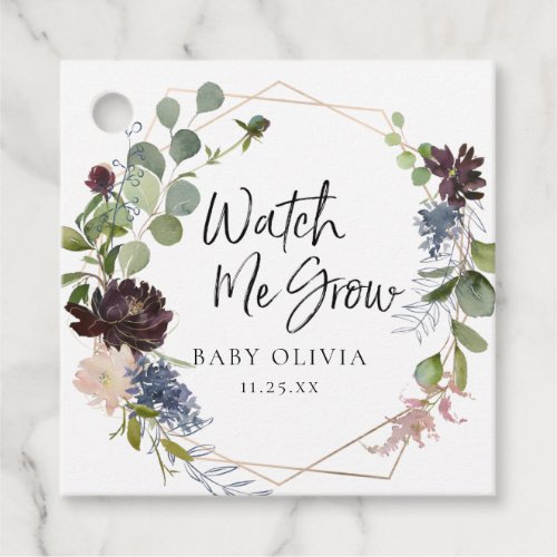 Watch Me Grow  Eucalyptus Floral Baby Shower Favor Tags