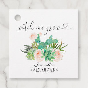 Watch Me Grow Floral Succulent Cactus Favor Tags