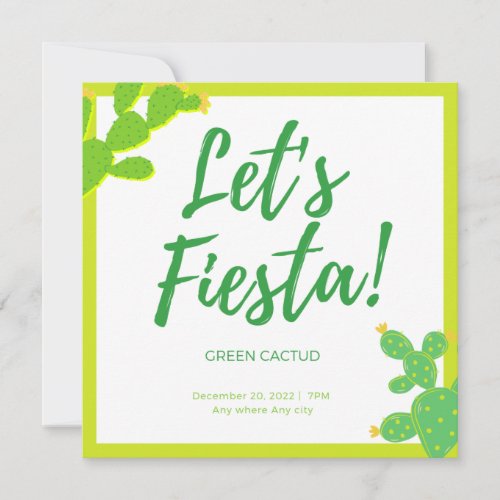 Watch Me Grow Green Cactus Succulent Fiesta Favor  Invitation