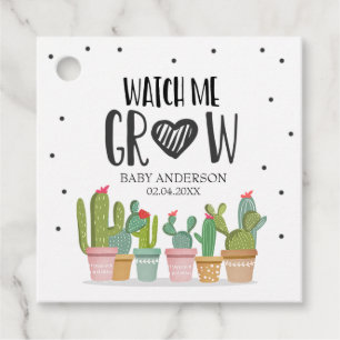 Watch Me Grow Green Cactus Succulent Fiesta Favor Tags
