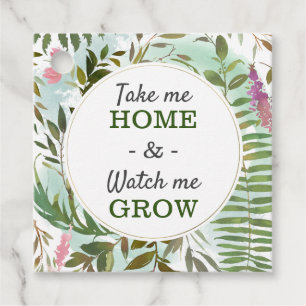 Watch Me Grow Greenery Baby Shower Sprinkle Square Favor Tags