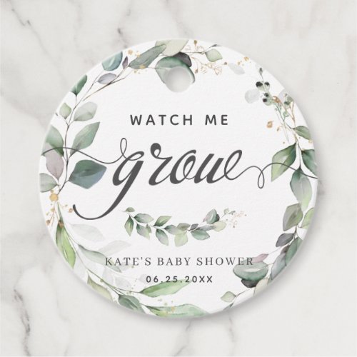 Watch Me Grow Greenery Baby Shower Thank You Favor Tags