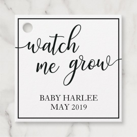 Watch Me Grow Plant Baby Shower Favour Favor Tag