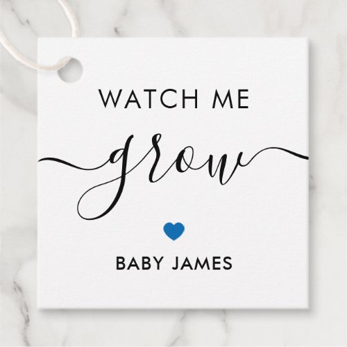 Watch Me Grow Plant Baby Shower Tag Blue Favor Tags