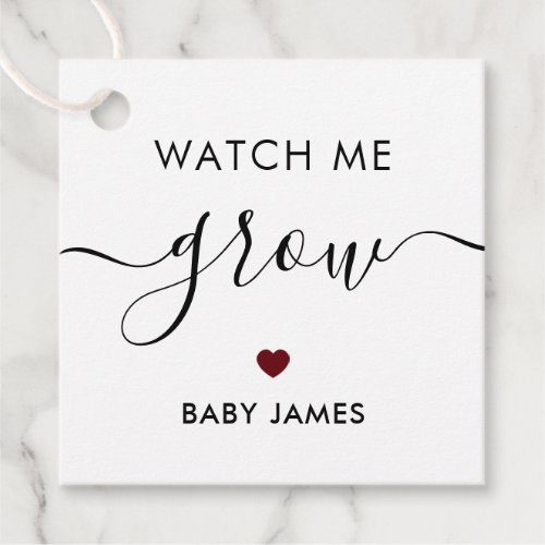 Watch Me Grow Plant Baby Shower Tag Burgundy Favor Tags