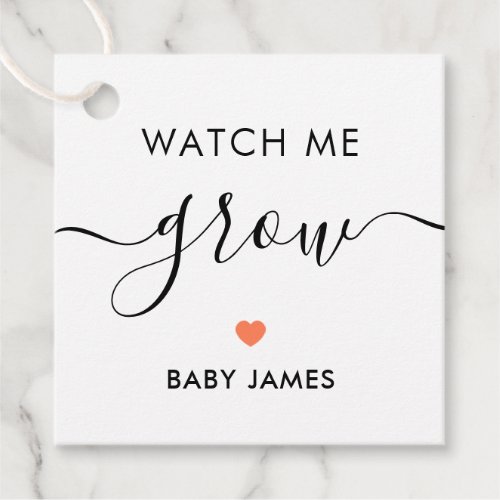 Watch Me Grow Plant Baby Shower Tag Coral Favor Tags