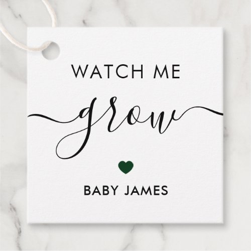 Watch Me Grow Plant Baby Shower Tag Forest Green Favor Tags