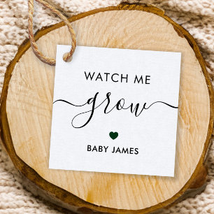 Watch Me Grow, Plant Baby Shower Tag, Forest Green Favor Tags