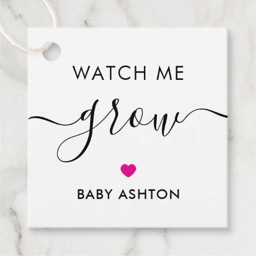 Watch Me Grow Plant Baby Shower Tag Fuchsia Favor Tags