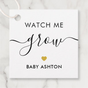 Watch Me Grow, Plant Baby Shower Tag, Gold Favor Tags