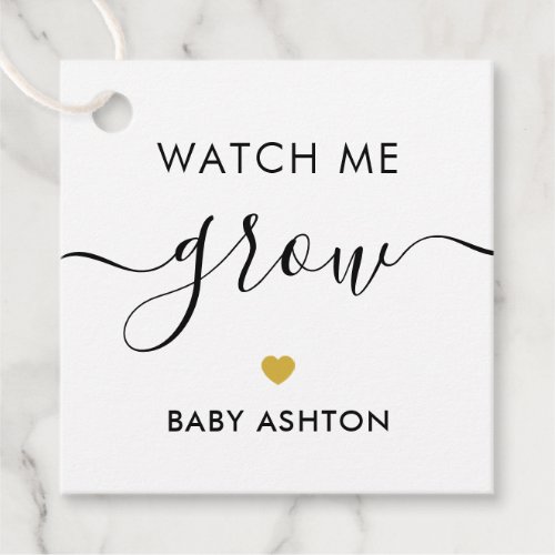 Watch Me Grow Plant Baby Shower Tag Gold Favor Tags
