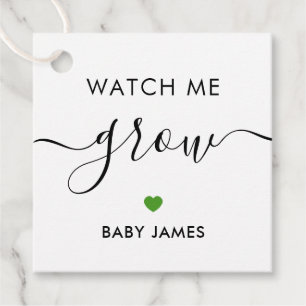 Watch Me Grow, Plant Baby Shower Tag, Green Favor Tags