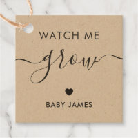 Watch Me Grow, Plant Baby Shower Tag, Kraft Favor Tags