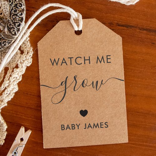 Watch Me Grow Plant Baby Shower Tag Kraft Gift Tags