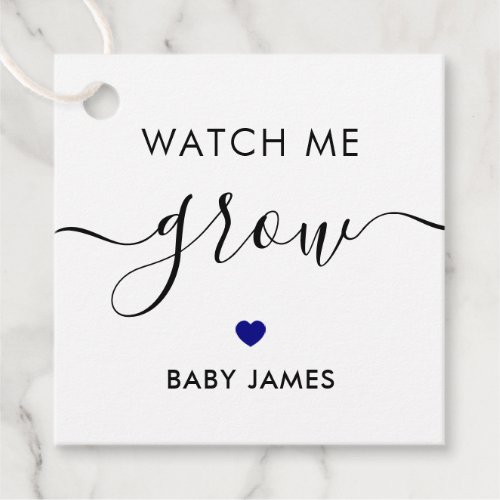 Watch Me Grow Plant Baby Shower Tag Navy Blue Favor Tags