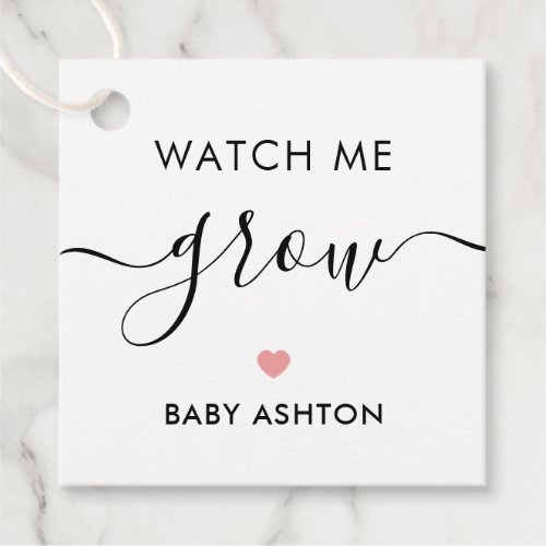 Watch Me Grow Plant Baby Shower Tag Pink Favor Tags