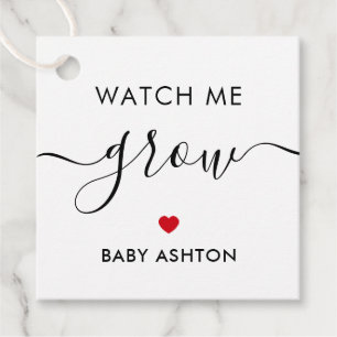 Watch Me Grow, Plant Baby Shower Tag, Red Favor Tags
