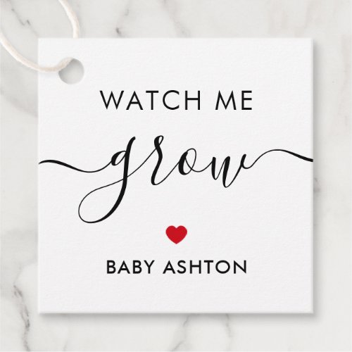Watch Me Grow Plant Baby Shower Tag Red Favor Tags