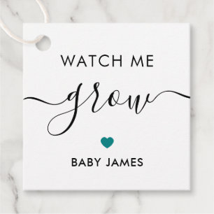 Watch Me Grow, Plant Baby Shower Tag, Teal Favor Tags