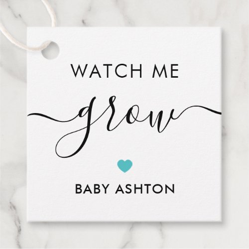 Watch Me Grow Plant Baby Shower Tag Turquoise Favor Tags