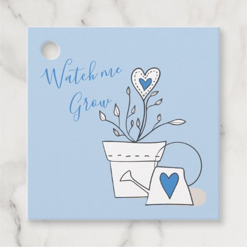 Watch Me Grow Plant Gift Blue Baby Shower Favor Tags