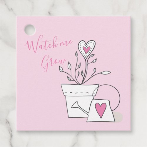 Watch Me Grow Plant Gift Pink Baby Shower Favor Tags