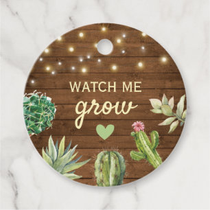 Watch Me Grow Rustic Baby Shower Cacti Cactus Pot Favor Tags
