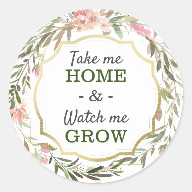 Watch Me Grow Rustic Chic Baby Shower Sprinkle Classic Round Sticker (Front)