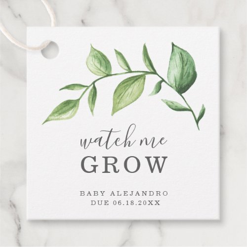 Watch Me Grow Rustic Elegant Greenery Baby Shower Favor Tags