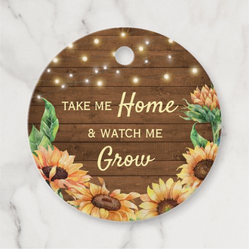 Watch Me Grow Rustic Sunflower Baby Shower Plant Favor Tags