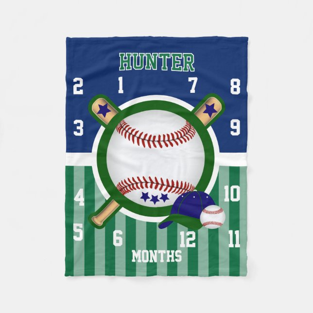 Watch Me Grow - Sport Baseball ⚾ - Green Fleece Blanket (Front)
