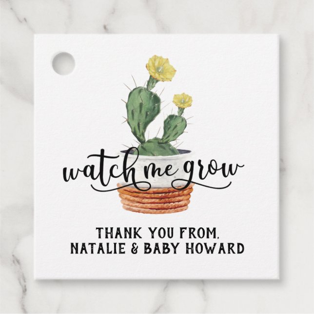 Watch Me Grow Succulent Shower Favor Tag (Front)