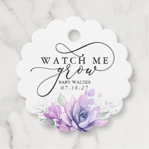 Watch Me Grow - Succulents Greenery Baby Shower Fa Favor Tags