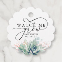 Watch Me Grow - Succulents Greenery Baby Shower Fa Favor Tags