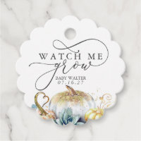 Watch Me Grow - Succulents Pumpkins Baby Shower Favor Tags