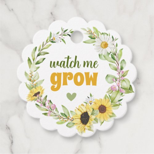 Watch Me Grow Sunflower Baby Shower Plant Pot Seed Favor Tags