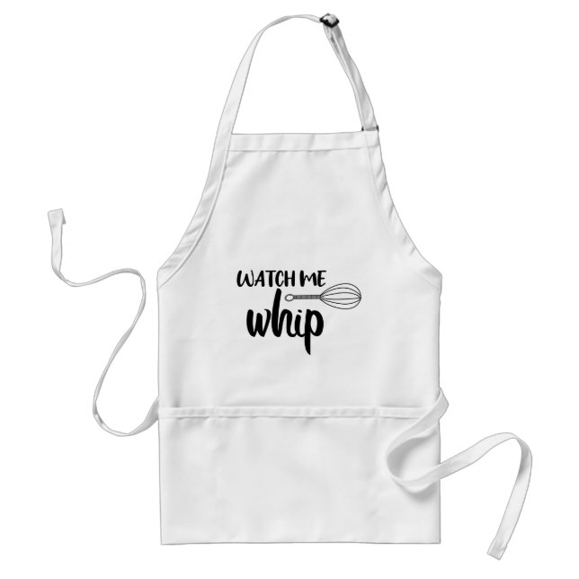 Watch Me Whip // Funny Baking Pun Quote Adult Apron (Front)