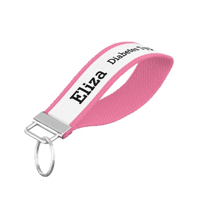 Watch Out: Diabetes Type 1 Person - Wrist Keychain (Angled Down)