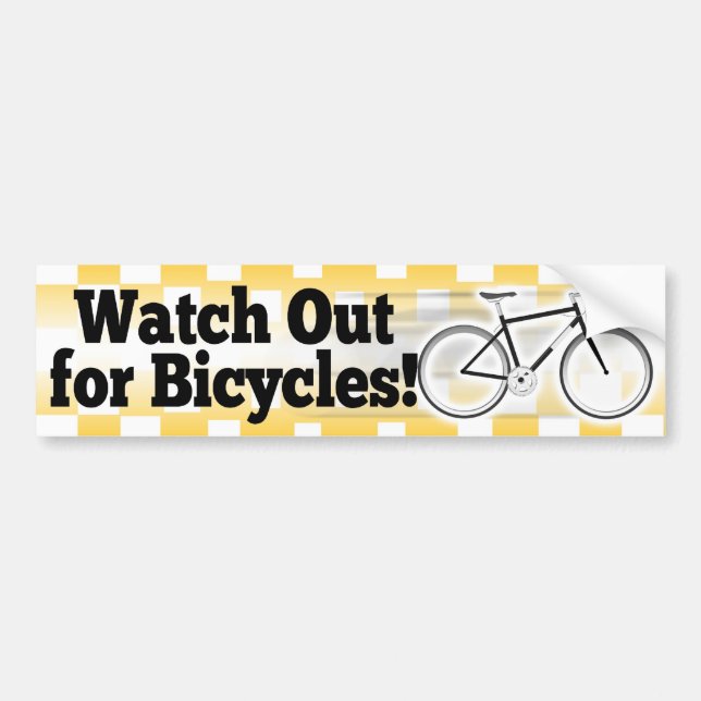Watch Out for Bicycles Car Bumper Sticker Decal (Front)