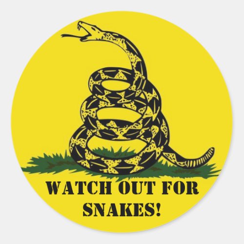 Watch out for snakes classic round sticker