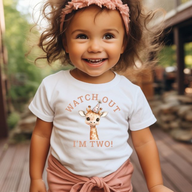 Watch Out I'm Two Cute Giraffe Toddler Baby T-Shirt (Creator Uploaded)