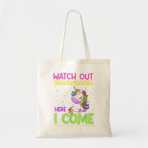Watch Out Kindergarten Here I Come Unicorn Back To Tote Bag