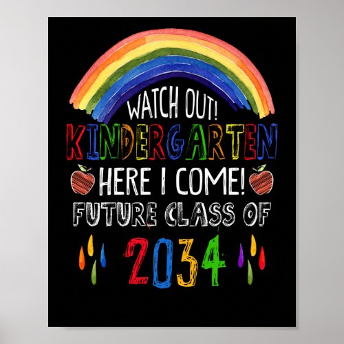 Watch Out Kindergarten I Come Future Class 2034 Poster
