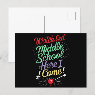 Watch Out Middle School Here I Come School Postcard