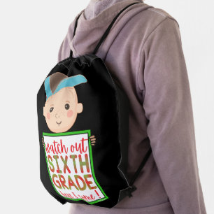 WATCH OUT SIXTH GRADE HERE I COME funny cute Drawstring Bag